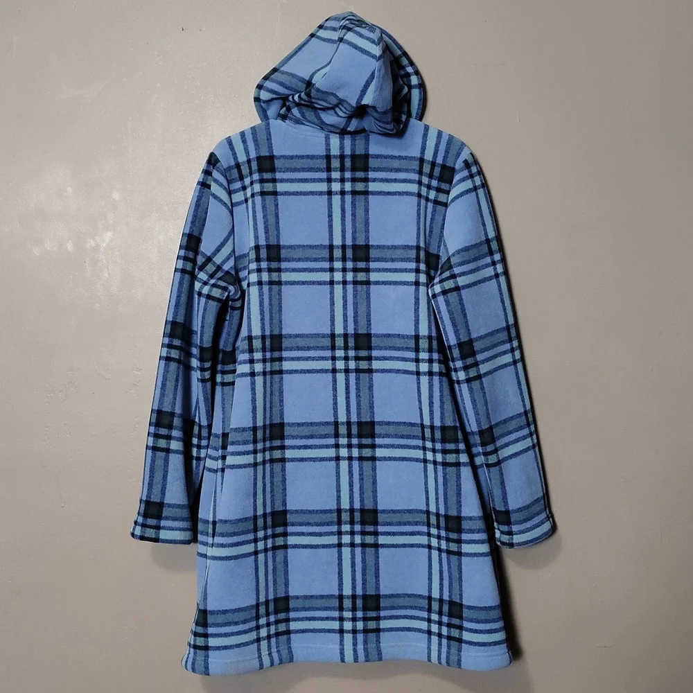 D & Co Blue Plaid, Hooded, Full Zip/Button, Fleece, Lined Jacket Size  M - Picture 3 of 9